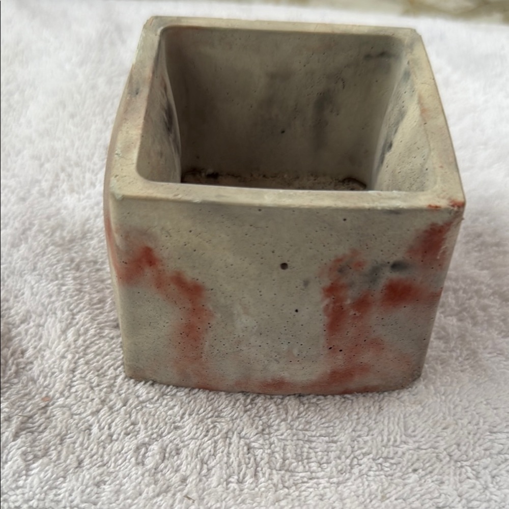 Handcrafted concrete Planter - Gray and Red